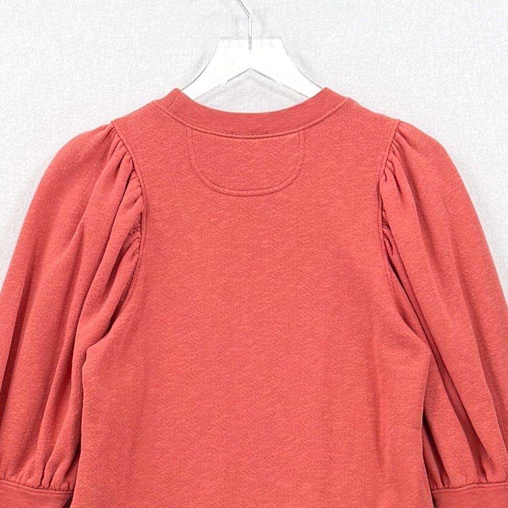 Ulla Johnson Sweatshirt Women Large Coral Pink Puff Sleeve Cotton Crewneck - Picture 6 of 12